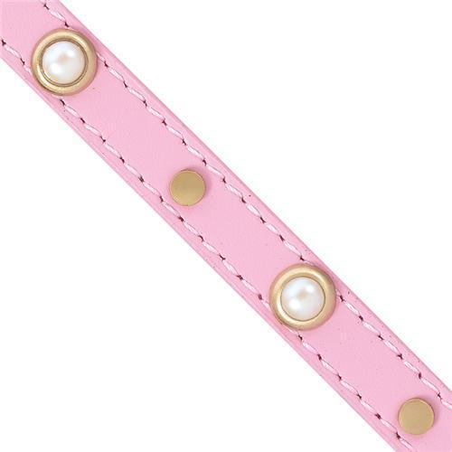 Mini Boho Pearl Pink Leather Dog Collar